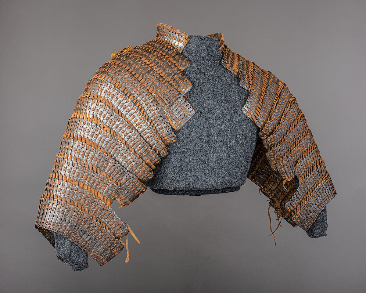 Lamellar Shoulder Defenses, Iron, leather, textile, Tibetan 