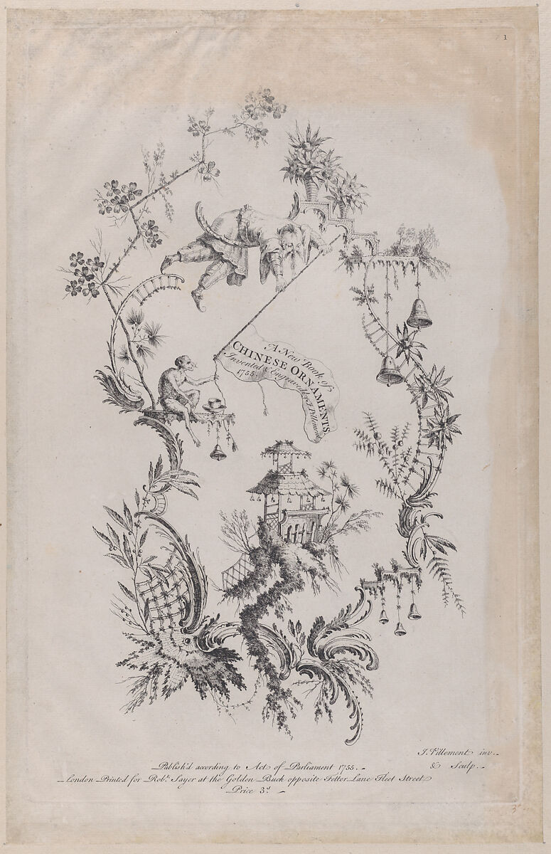 Title page to "A New Book of Chinese Ornaments", Jean Pillement (French, Lyons 1728–1808 Lyons), Etching 