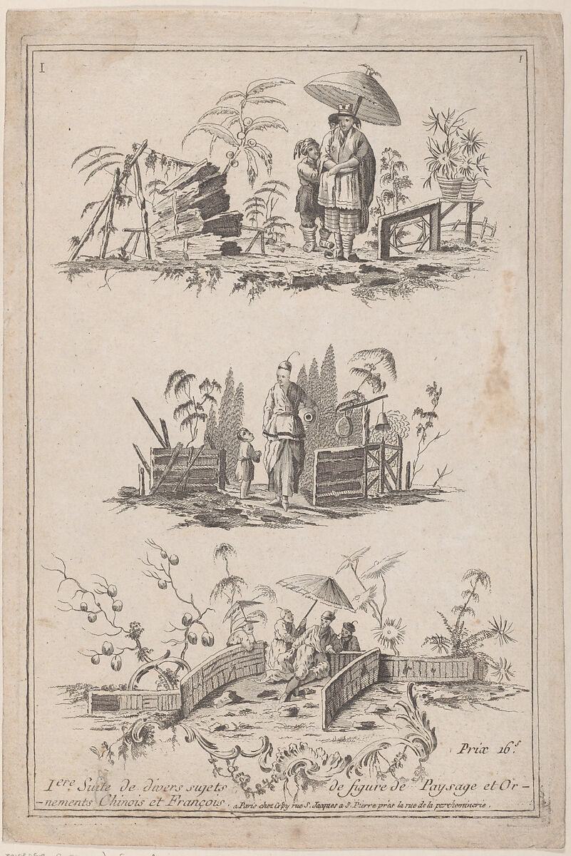 Suite de divers sujets de figure de Paysage et Ornements Chinois et François, Jean Pillement (French, Lyons 1728–1808 Lyons), Etching 