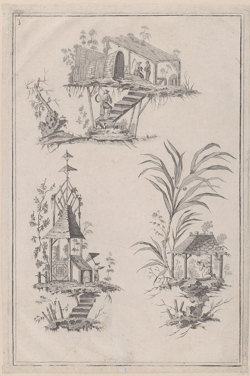 Chinoiserie Ornaments, plate from "The Ladies Amusement"; or, "Whole art of japanning made easy", Jean Pillement (French, Lyons 1728–1808 Lyons), Etching 