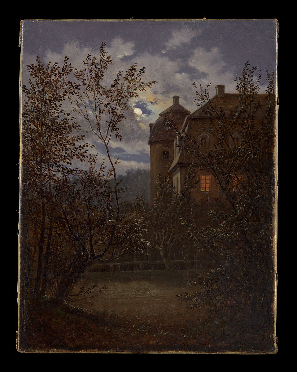 Schloss Milkel in Moonlight, Carl Gustav Carus (German, Leipzig 1789–1869 Dresden), Oil on canvas 