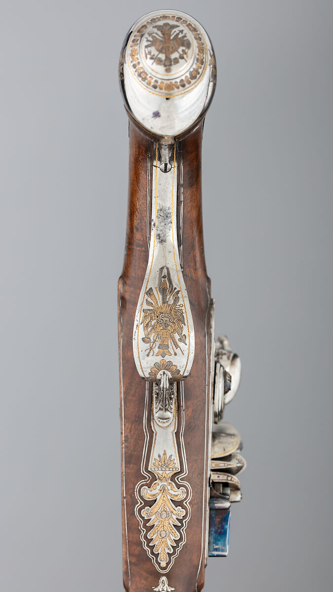 Pair of Flintlock Pistols Made for Grand Duke Constantine Pavlovich of Russia (1779–1831), Tula Arms Factory (Russian, Tula, 1712–Present), Steel, silver, gold, wood, Russian, Tula