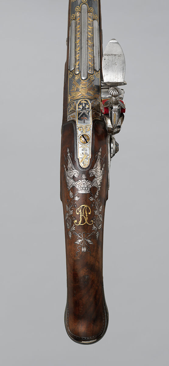 Pair of Flintlock Pistols Made for Grand Duke Constantine Pavlovich of Russia (1779–1831), Tula Arms Factory (Russian, Tula, 1712–Present), Steel, silver, gold, wood, Russian, Tula