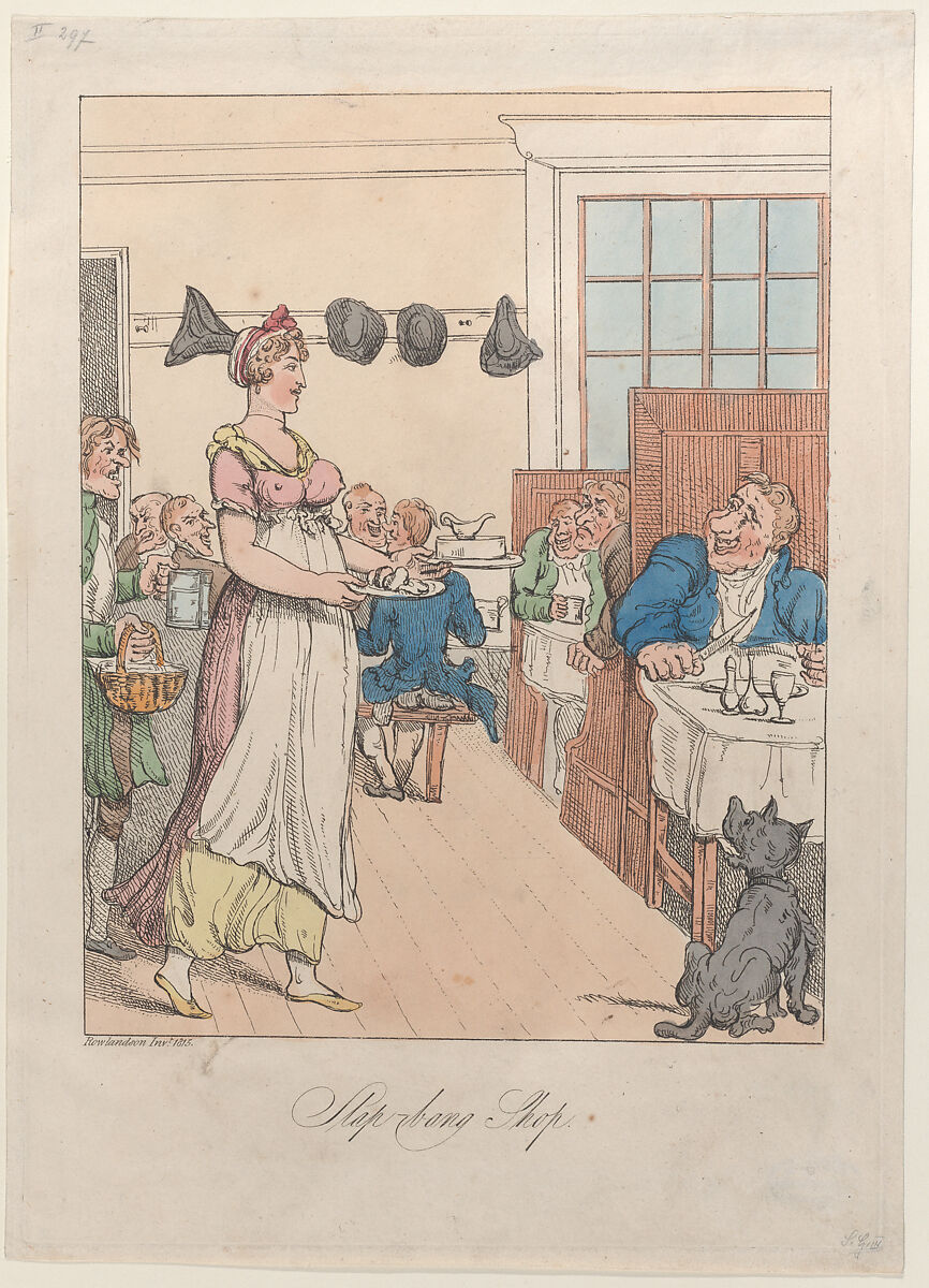 Slap-Bang Shop, Thomas Rowlandson (British, London 1757–1827 London), Hand-colored etching 