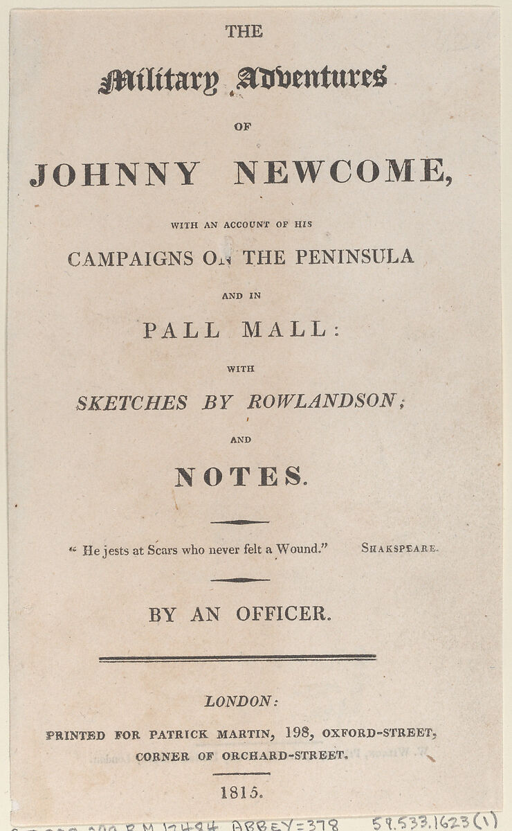 Title page, Thomas Rowlandson (British, London 1757–1827 London), Letterpress 