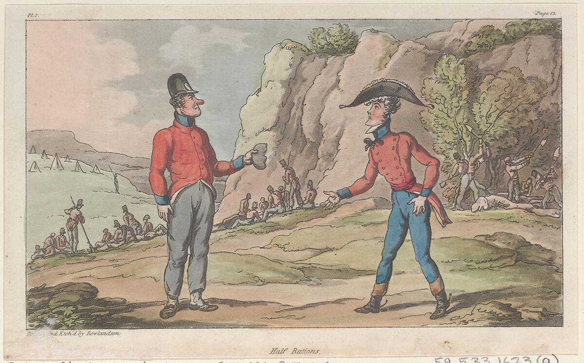 Half Rations, Thomas Rowlandson (British, London 1757–1827 London), Hand-colored etching and aquatint 