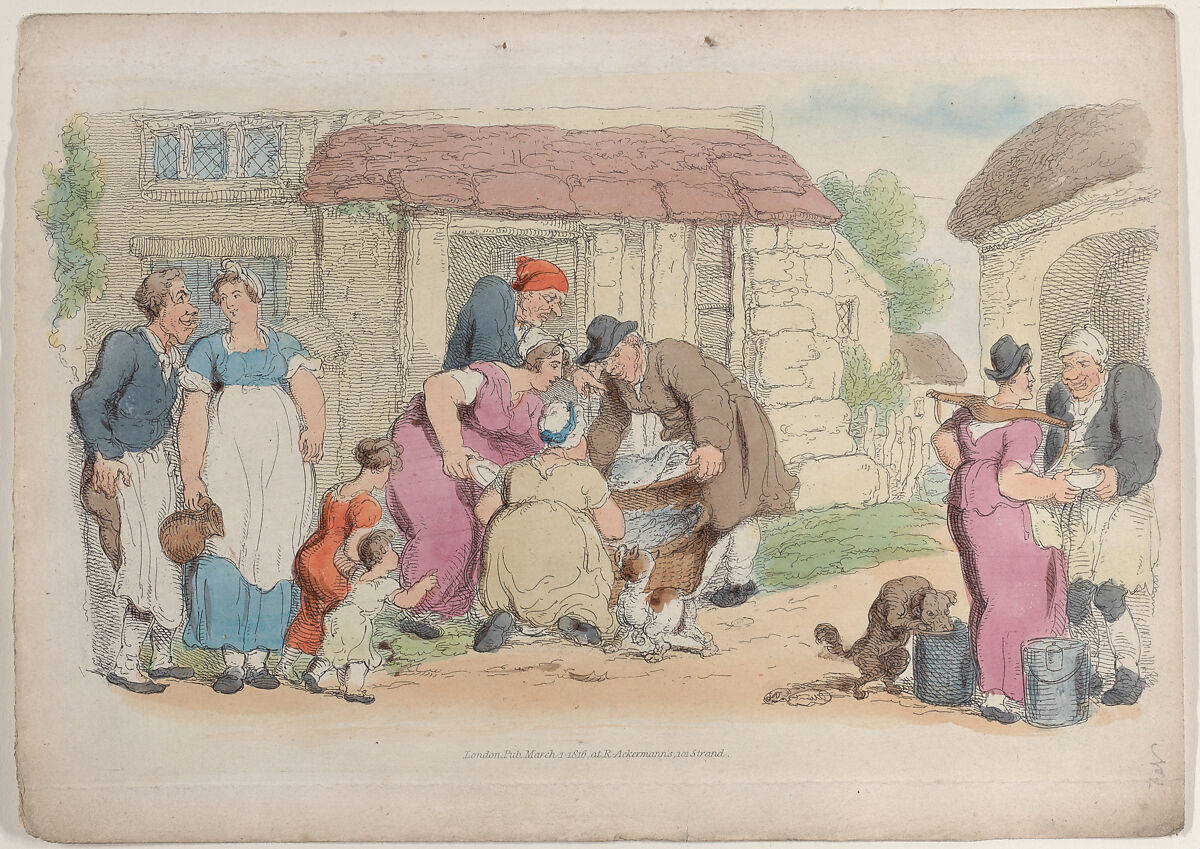 Plate 2, from "World in Miniature", Thomas Rowlandson (British, London 1757–1827 London), Hand-colored etching 