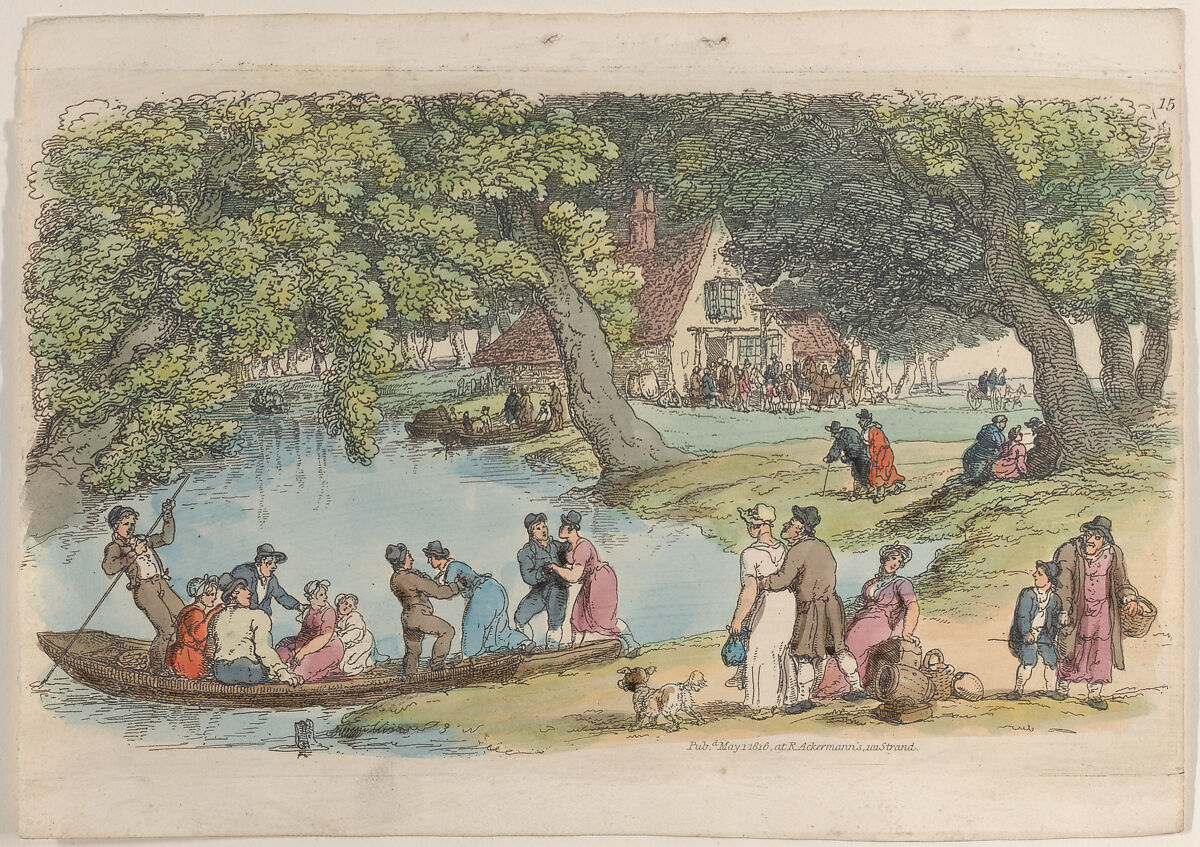 Plate 15, from "World in Miniature", Thomas Rowlandson (British, London 1757–1827 London), Hand-colored etching 
