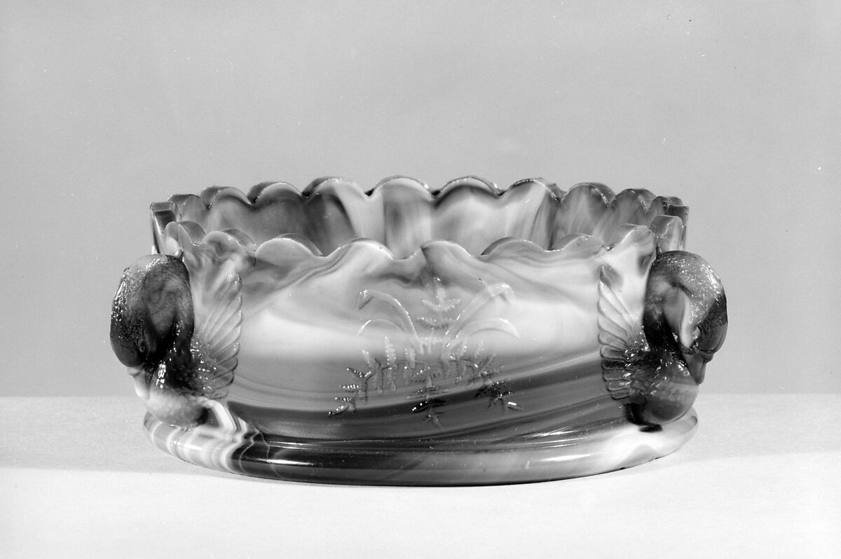 Bowl, Possibly Challinor, Taylor and Company (1866–1891), Pressed purple marble glass, American 