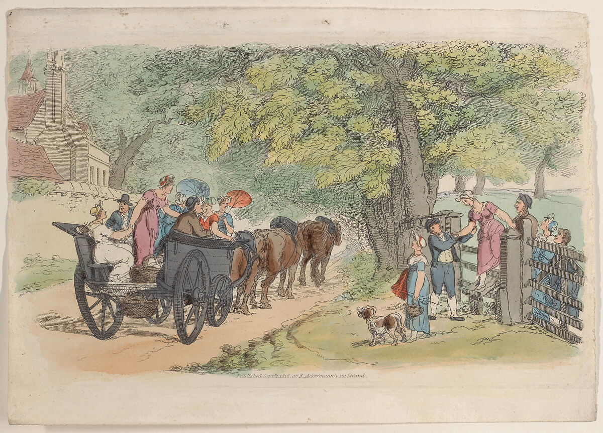 Plate 33, from "World in Miniature", Thomas Rowlandson (British, London 1757–1827 London), Hand-colored etching 
