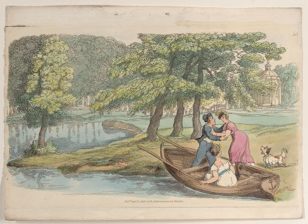 Plate 35, from "World in Miniature", Thomas Rowlandson (British, London 1757–1827 London), Hand-colored etching 