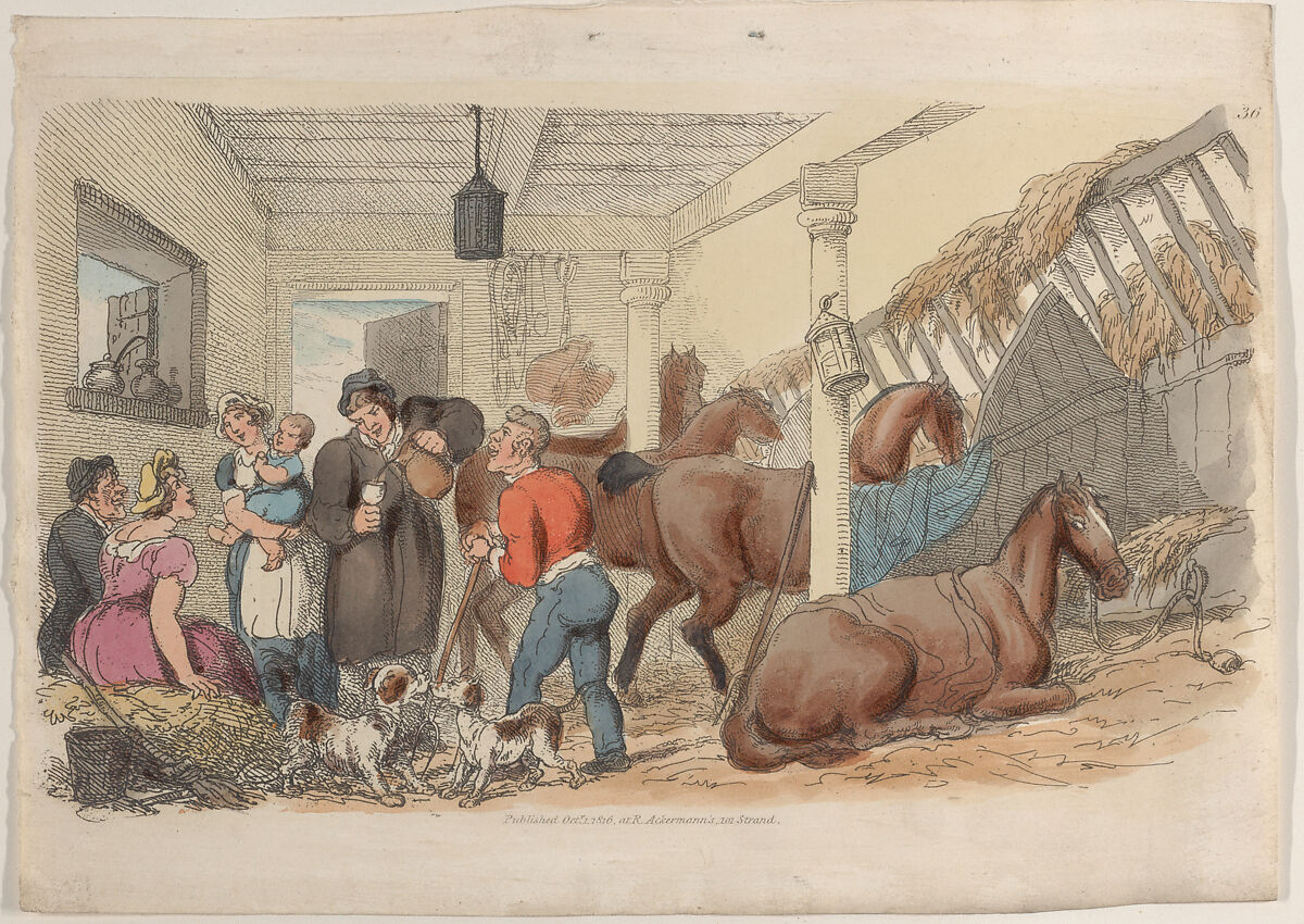 Plate 36, from "World in Miniature", Thomas Rowlandson (British, London 1757–1827 London), Hand-colored etching 