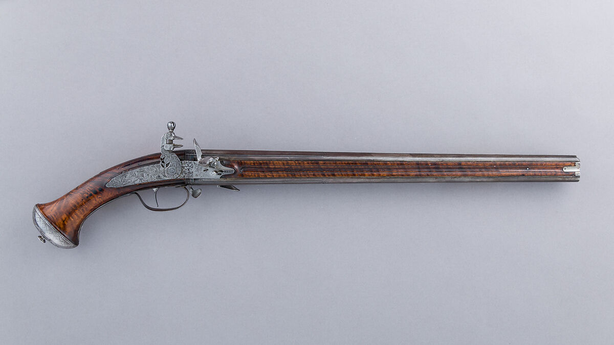 Flintlock Wender Pistol, Claude Cunet (French, active Lyon, ca. 1640–60), Wood, steel, iron, French, Lyon 