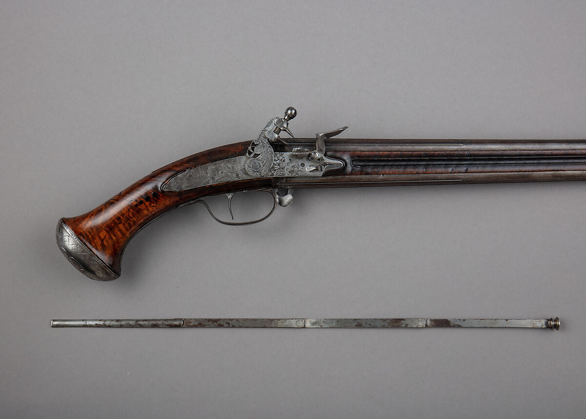 Flintlock Wender Pistol, Claude Cunet (French, active Lyon, ca. 1640–60), Wood, steel, iron, French, Lyon