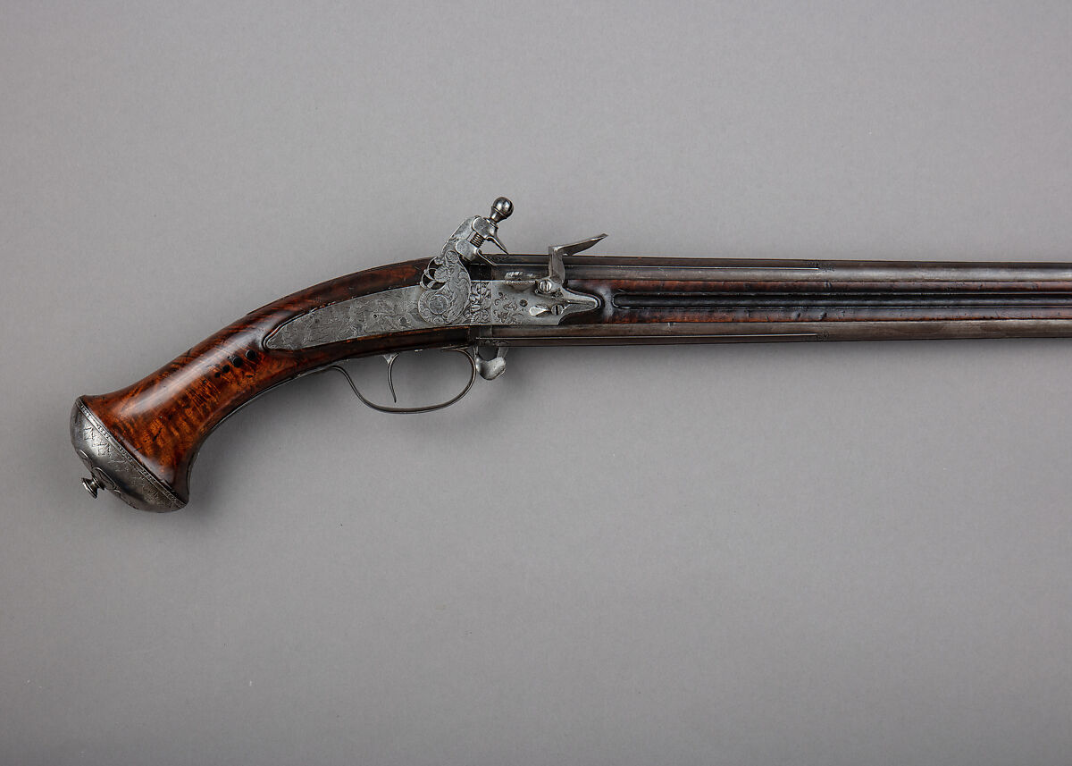 Flintlock Wender Pistol, Claude Cunet (French, active Lyon, ca. 1640–60), Wood, steel, iron, French, Lyon