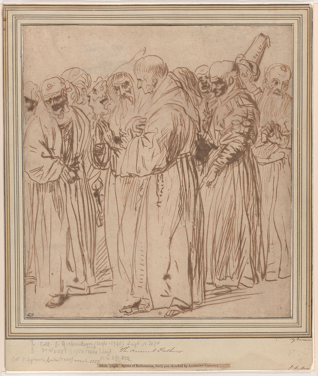 A Group of Standing Monks and other Figures, Jan Lievens (Dutch, Leiden 1607–1674 Amsterdam), Pen and brown ink 