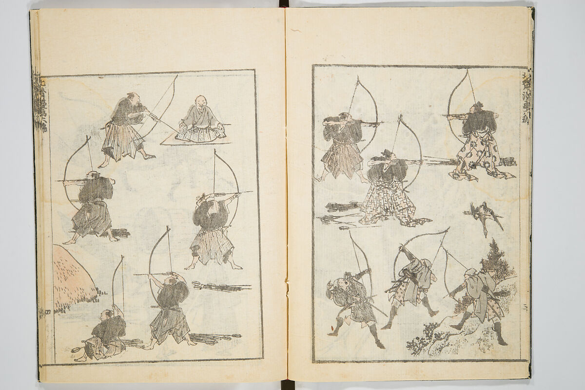 Transmitting the Spirit, Revealing the Form of Things, Volume 6 of Hokusai Sketchbooks (Denshin kaishu: Hokusai manga, gohen), Katsushika Hokusai 葛飾北斎 (Japanese, Tokyo (Edo) 1760–1849 Tokyo (Edo)), Woodblock printed book; ink and color on paper, Japan