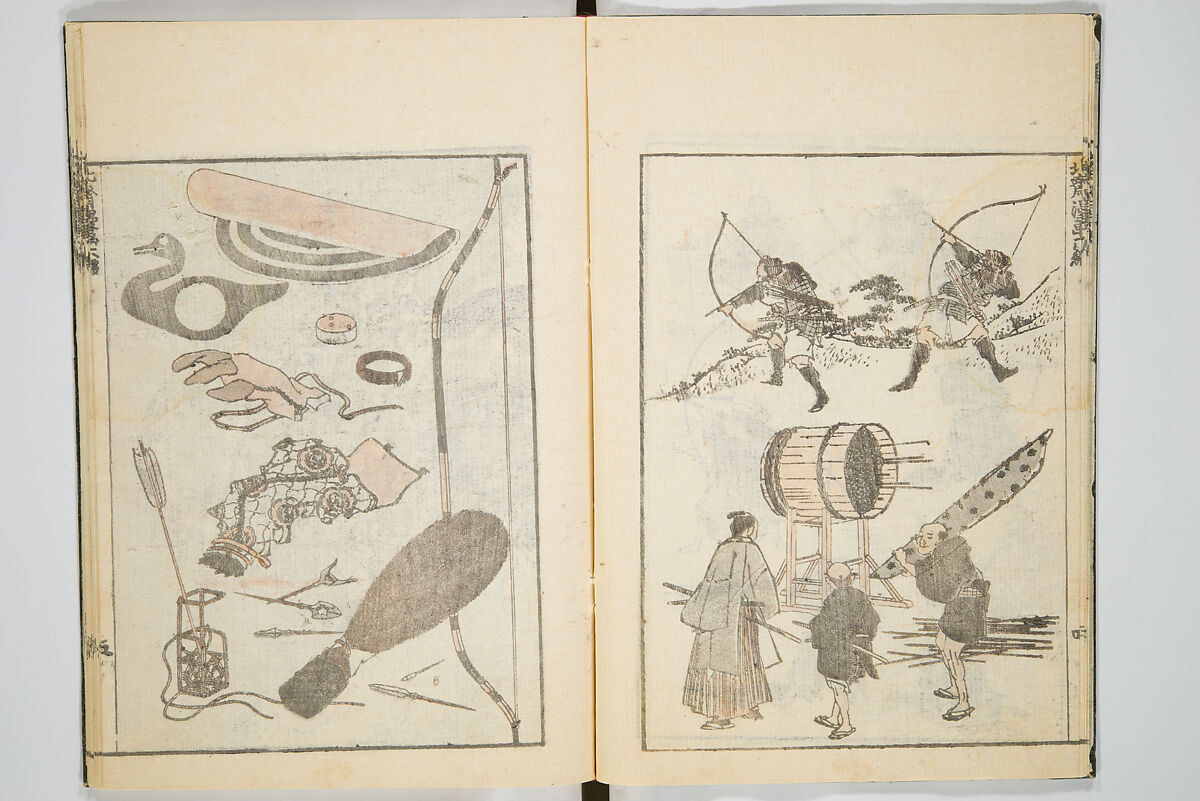 Transmitting the Spirit, Revealing the Form of Things, Volume 6 of Hokusai Sketchbooks (Denshin kaishu: Hokusai manga, gohen), Katsushika Hokusai 葛飾北斎 (Japanese, Tokyo (Edo) 1760–1849 Tokyo (Edo)), Woodblock printed book; ink and color on paper, Japan