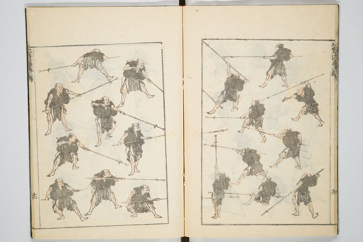 Transmitting the Spirit, Revealing the Form of Things, Volume 6 of Hokusai Sketchbooks (Denshin kaishu: Hokusai manga, gohen), Katsushika Hokusai 葛飾北斎 (Japanese, Tokyo (Edo) 1760–1849 Tokyo (Edo)), Woodblock printed book; ink and color on paper, Japan