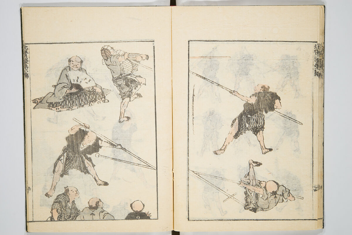 Transmitting the Spirit, Revealing the Form of Things, Volume 6 of Hokusai Sketchbooks (Denshin kaishu: Hokusai manga, gohen), Katsushika Hokusai 葛飾北斎 (Japanese, Tokyo (Edo) 1760–1849 Tokyo (Edo)), Woodblock printed book; ink and color on paper, Japan