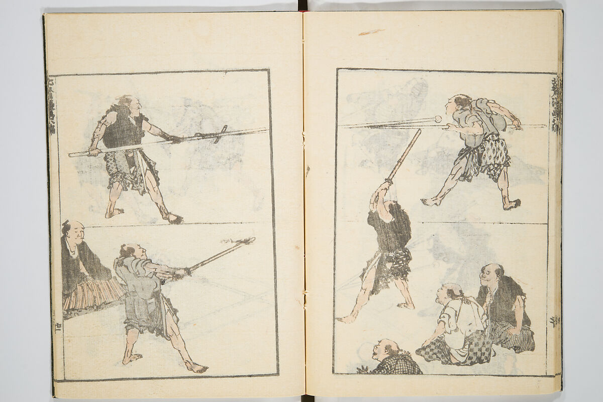 Transmitting the Spirit, Revealing the Form of Things, Volume 6 of Hokusai Sketchbooks (Denshin kaishu: Hokusai manga, gohen), Katsushika Hokusai 葛飾北斎 (Japanese, Tokyo (Edo) 1760–1849 Tokyo (Edo)), Woodblock printed book; ink and color on paper, Japan