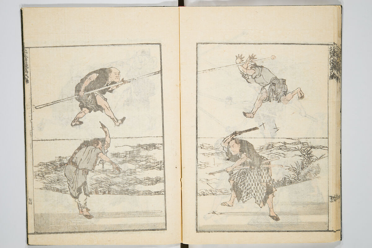 Transmitting the Spirit, Revealing the Form of Things, Volume 6 of Hokusai Sketchbooks (Denshin kaishu: Hokusai manga, gohen), Katsushika Hokusai 葛飾北斎 (Japanese, Tokyo (Edo) 1760–1849 Tokyo (Edo)), Woodblock printed book; ink and color on paper, Japan