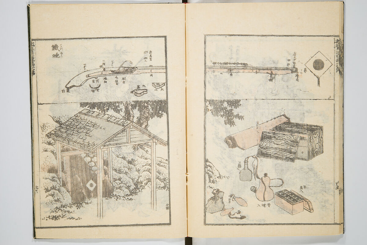 Transmitting the Spirit, Revealing the Form of Things, Volume 6 of Hokusai Sketchbooks (Denshin kaishu: Hokusai manga, gohen), Katsushika Hokusai 葛飾北斎 (Japanese, Tokyo (Edo) 1760–1849 Tokyo (Edo)), Woodblock printed book; ink and color on paper, Japan