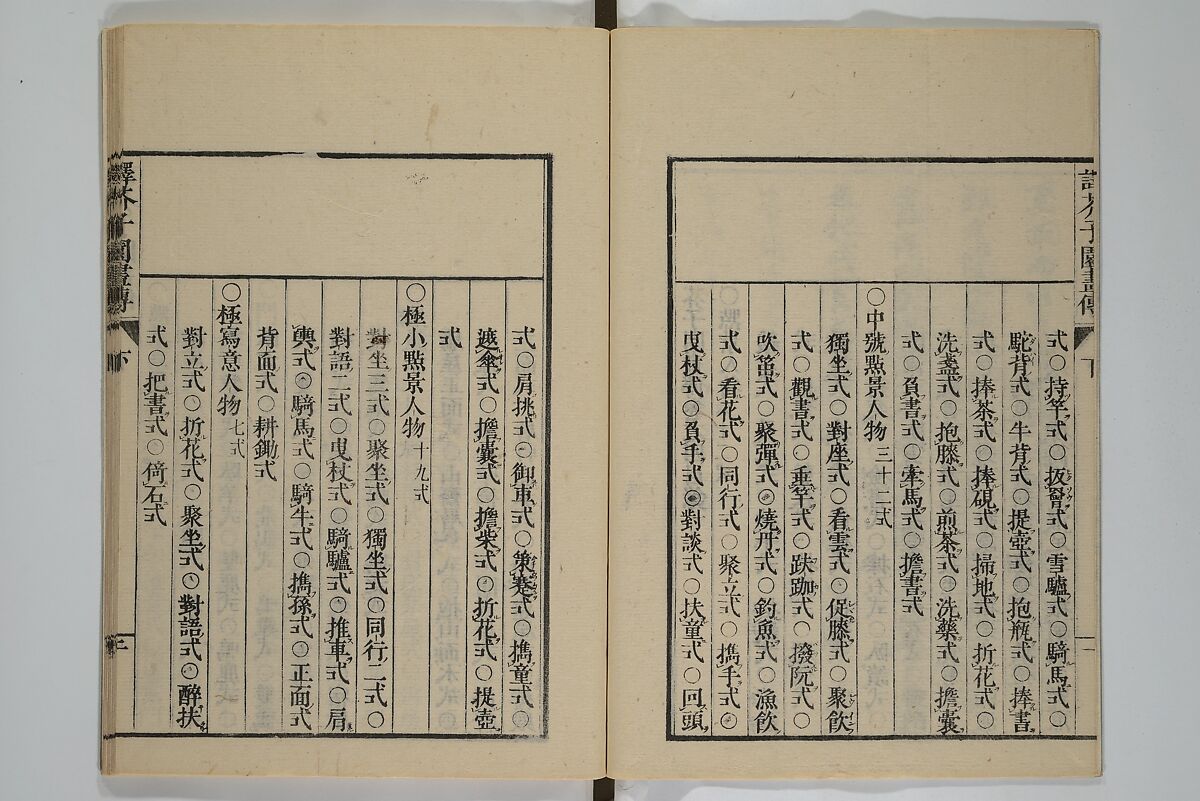 The Mustard Seed Garden Painting Manual (Yakubon Kaishien gaden) 譯本芥子園畫傳, Kashiwagi Jotei 柏木如亭 (Japanese, 1763–1819), Woodblock printed books; ink and color (on frontispiece only) on paper, Japan