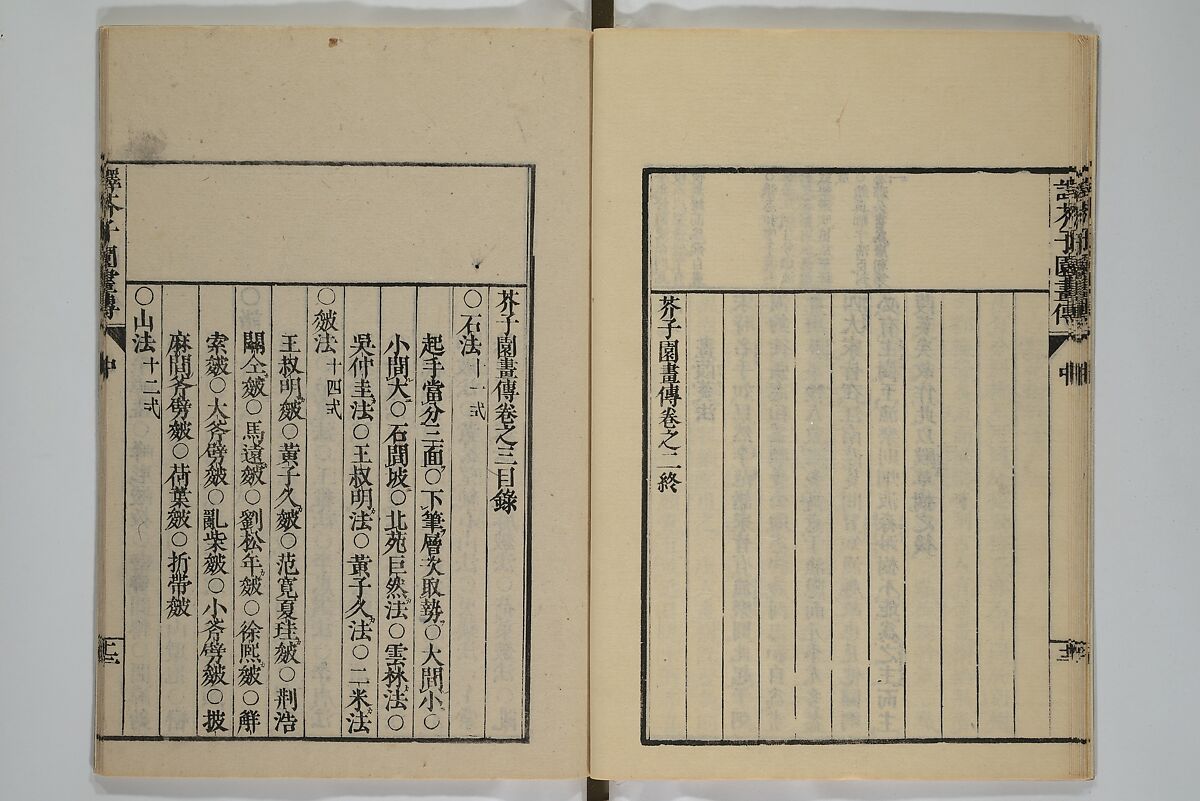 The Mustard Seed Garden Painting Manual (Yakubon Kaishien gaden) 譯本芥子園畫傳, Kashiwagi Jotei 柏木如亭 (Japanese, 1763–1819), Woodblock printed books; ink and color (on frontispiece only) on paper, Japan