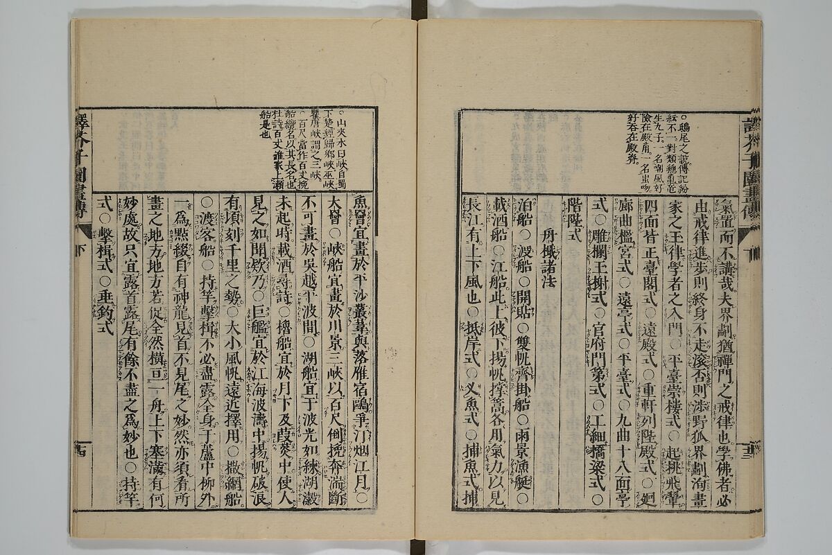 The Mustard Seed Garden Painting Manual (Yakubon Kaishien gaden) 譯本芥子園畫傳, Kashiwagi Jotei 柏木如亭 (Japanese, 1763–1819), Woodblock printed books; ink and color (on frontispiece only) on paper, Japan
