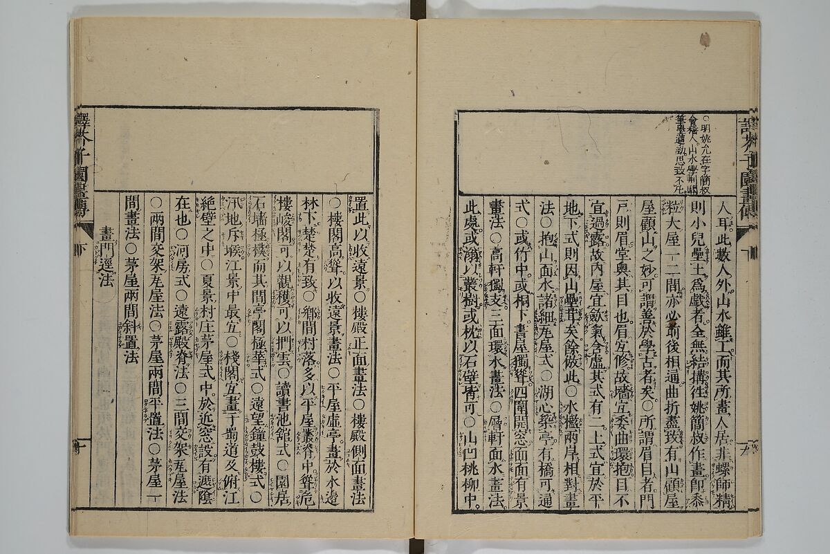 The Mustard Seed Garden Painting Manual (Yakubon Kaishien gaden) 譯本芥子園畫傳, Kashiwagi Jotei 柏木如亭 (Japanese, 1763–1819), Woodblock printed books; ink and color (on frontispiece only) on paper, Japan