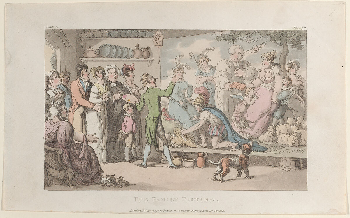 The Family Picture, Thomas Rowlandson (British, London 1757–1827 London), Hand-colored etching and aquatint 