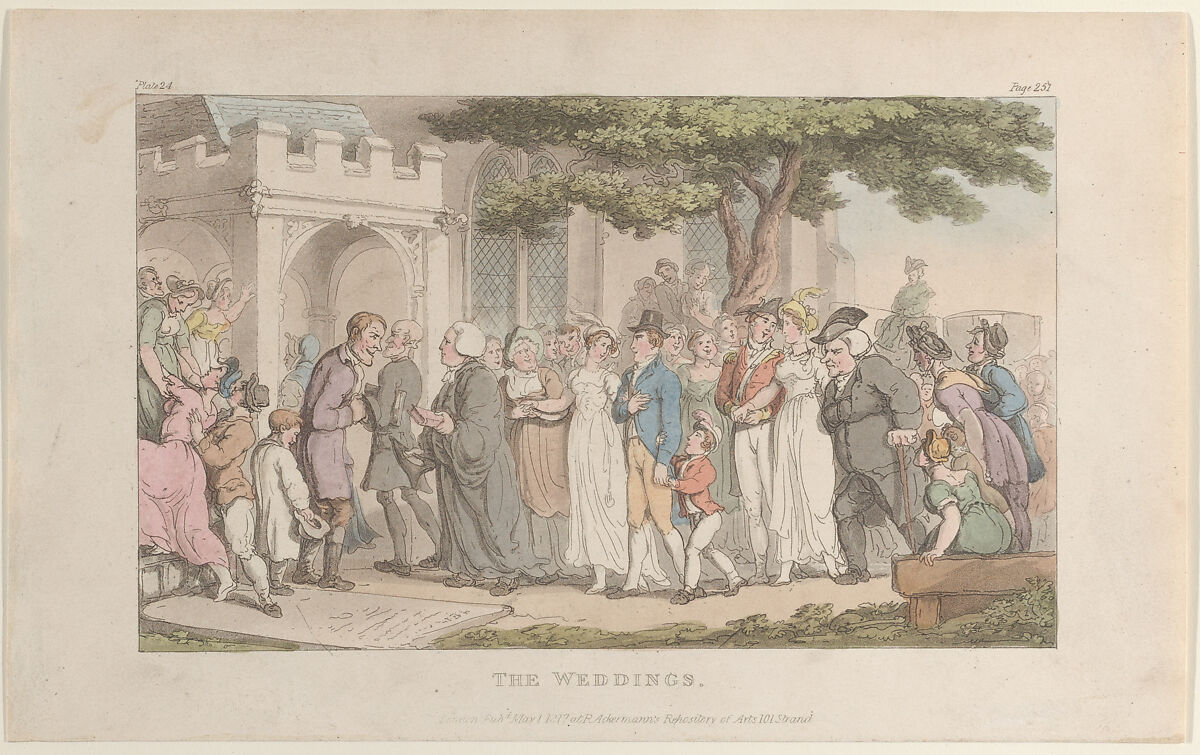 The Weddings, Thomas Rowlandson (British, London 1757–1827 London), Hand-colored etching and aquatint 