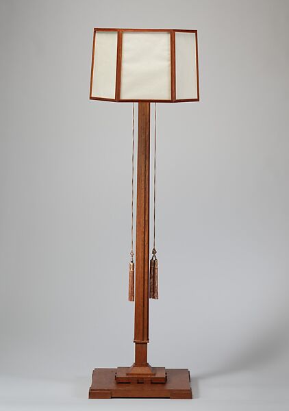 Standing Lamp, Frank Lloyd Wright (American, Richland Center, Wisconsin 1867–1959 Phoenix, Arizona), White oak, parchment, silk, American 