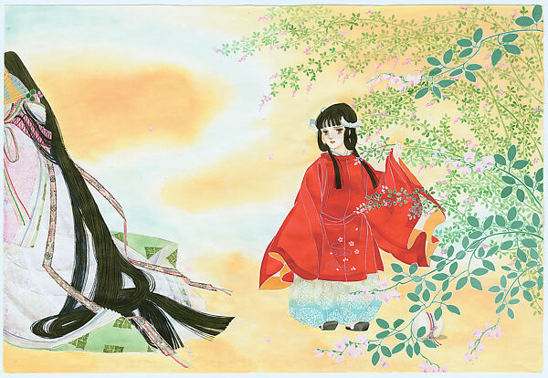 Prince Genji (age 3, after the death of his mother), from the manga series The Tale of Genji: Dreams at Dawn (Genji monogatari: Asaki yumemishi), Yamato Waki (Japanese, born 1948), Matted painting; ink and color on paper, Japan 