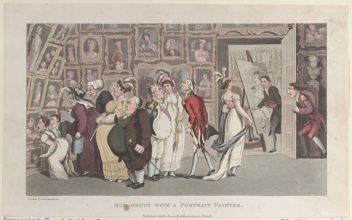 Quae Genus with a Portrait Painter, Thomas Rowlandson (British, London 1757–1827 London), Hand-colored etching and aquatint 