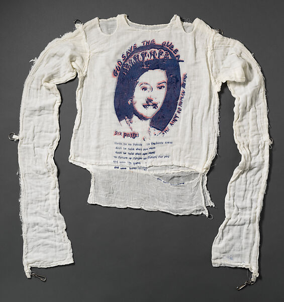 "God Save the Queen" T-shirt, Vivienne Westwood (British, 1941–2022), cotton, metal, British 