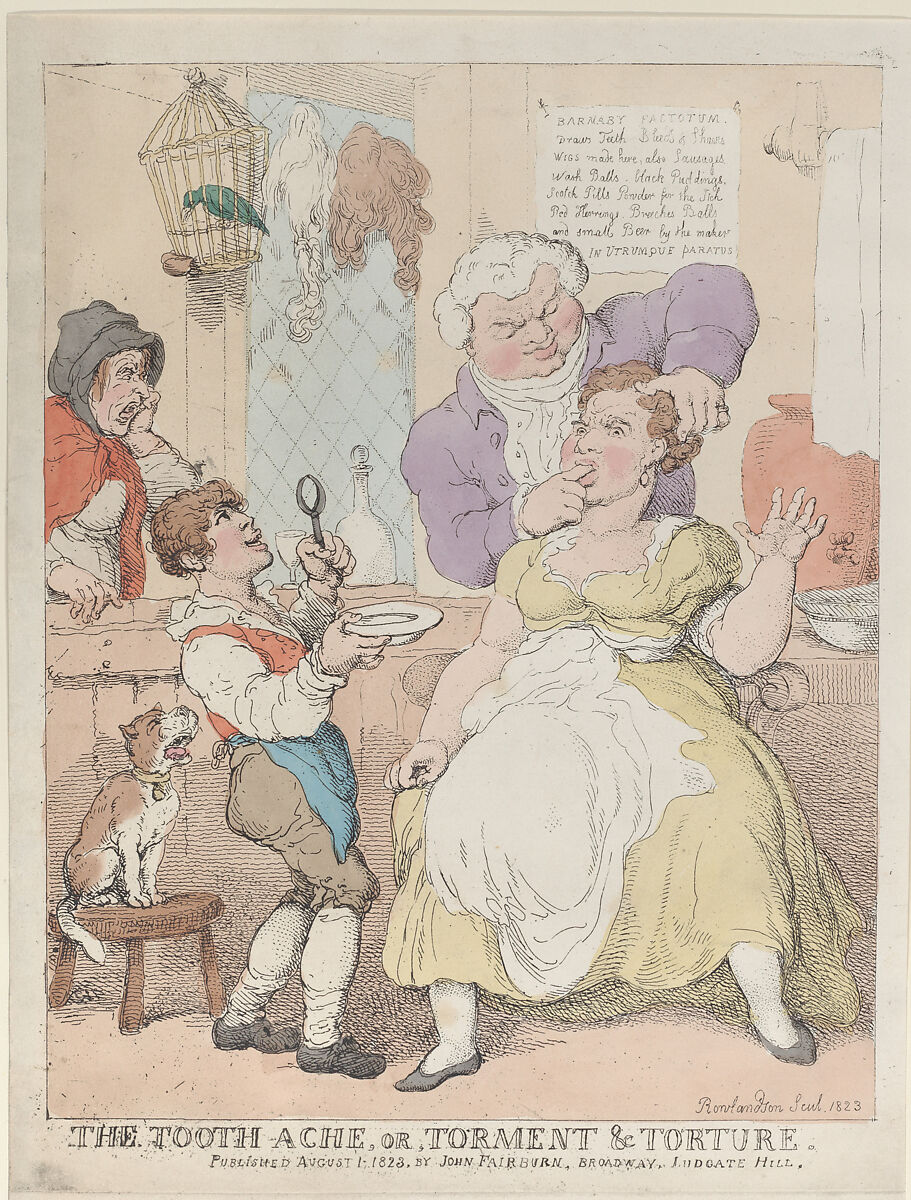 The Tooth-Ache, or, Torment & Torture, Thomas Rowlandson (British, London 1757–1827 London), Hand-colored etching; reprint 