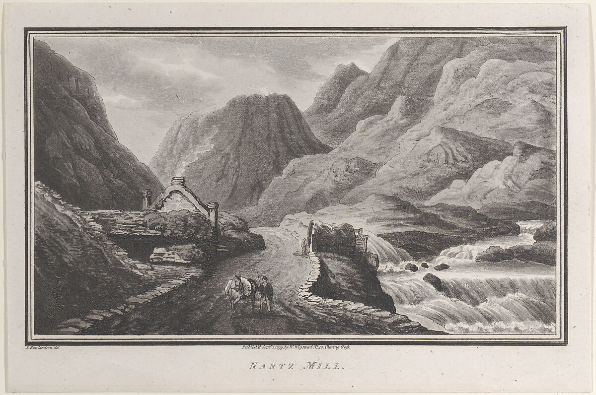 Nantz Mill, from "Remarks on a Tour to North and South Wales, in the year 1797", John Hill (British, ca. 1714–1775), Etching and aquatint 