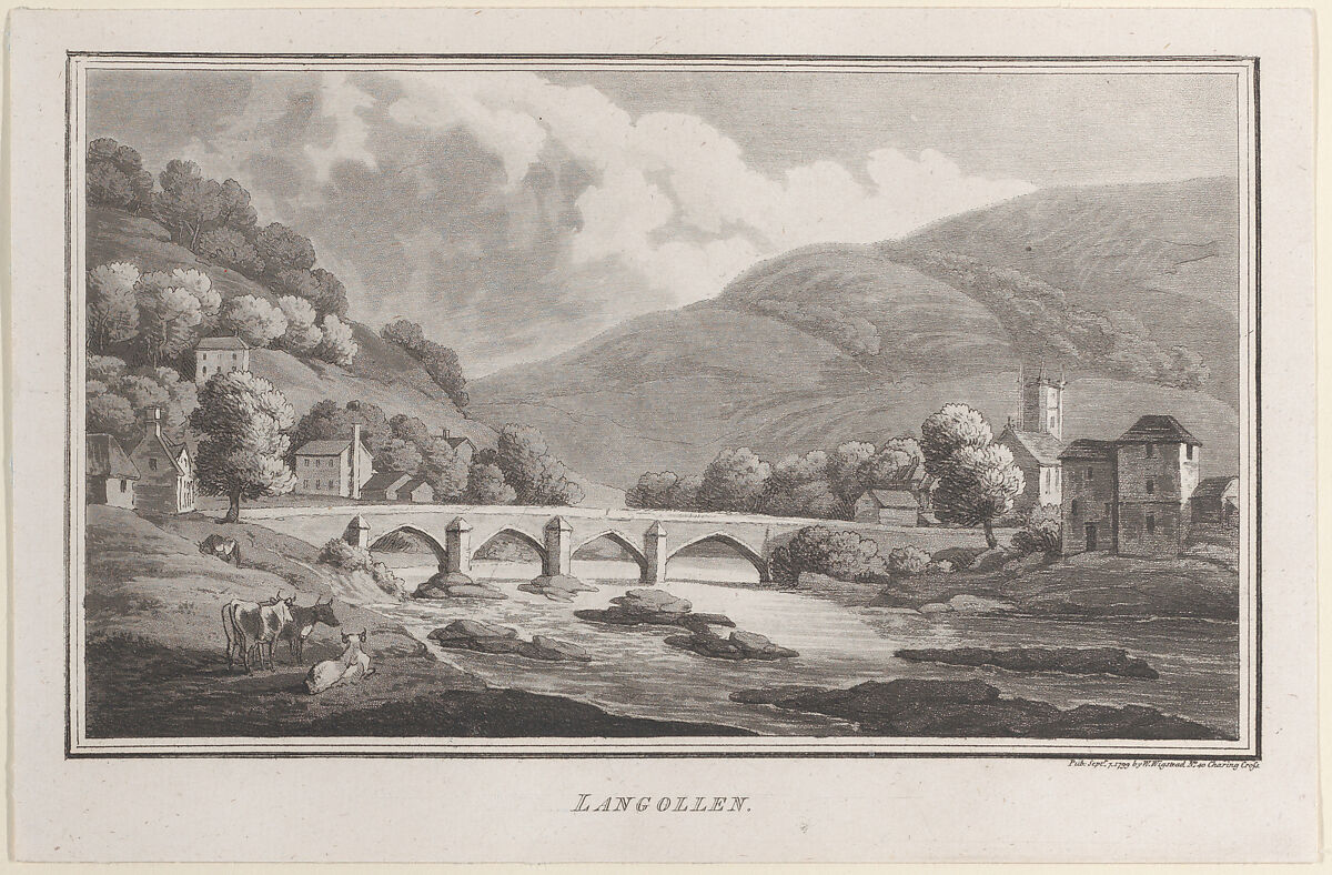 Langollen, from "Remarks on a Tour to North and South Wales, in the year 1797", John Hill (British, ca. 1714–1775), Etching and aquatint 
