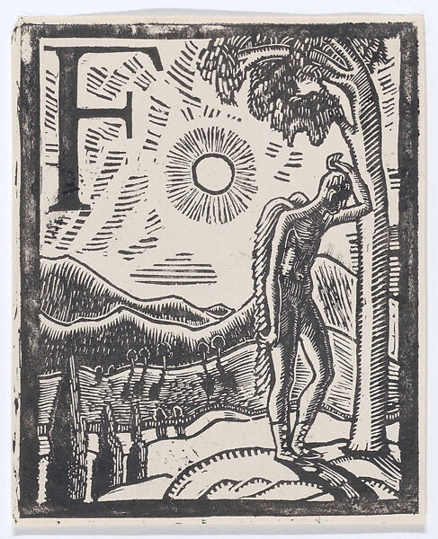 Bookplate for John Fothergill, Dora Carrington (British, Hereford 1893–1932 Newbury), Woodcut 