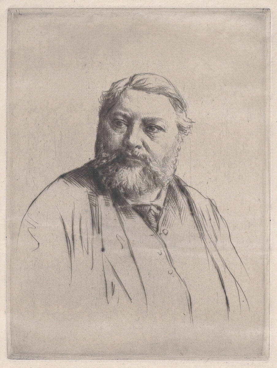 Portrait of Gustave Courbet, Marcellin Desboutin (French, Cérilly 1823–1902 Nice), Drypoint 