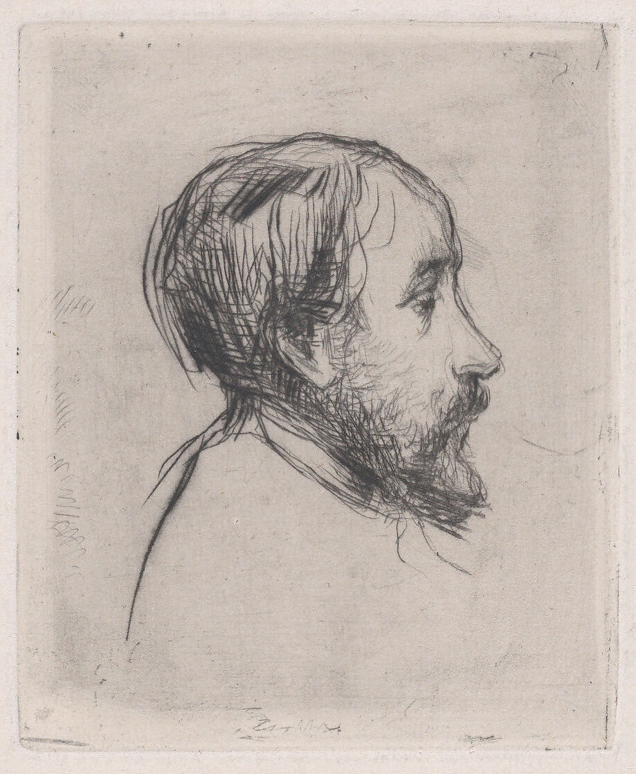Portrait of Edgar Degas, Marcellin Desboutin (French, Cérilly 1823–1902 Nice), Drypoint 