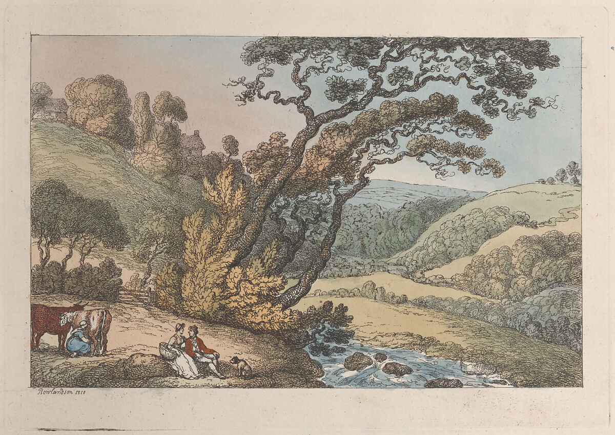 A Cornish View, from "Views in Cornwall", Thomas Rowlandson (British, London 1757–1827 London), Hand-colored etching 