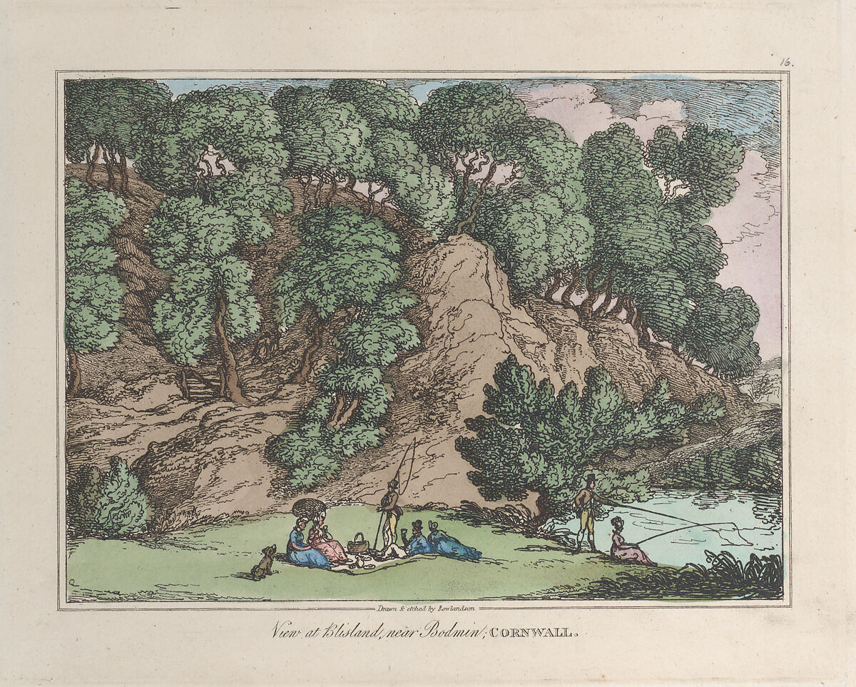 View at Blisland, near Bodmin; Cornwall, from "Sketches from Nature", Thomas Rowlandson (British, London 1757–1827 London), Hand-colored etching 