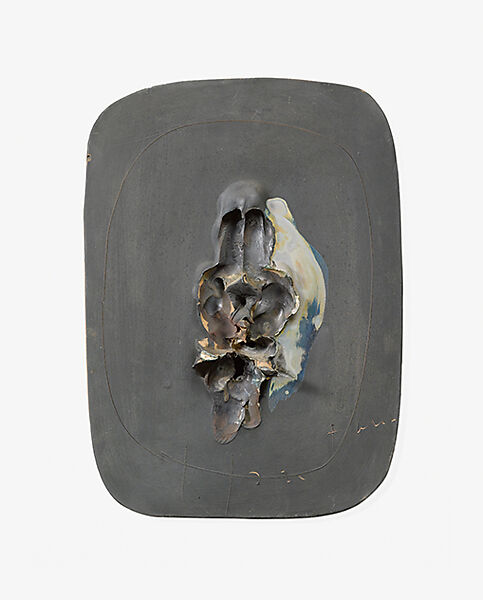 Spatial Concept, Tile (Concetto Spaziale, Formella), Lucio Fontana (Italian, 1899–1968), Painted terracotta 