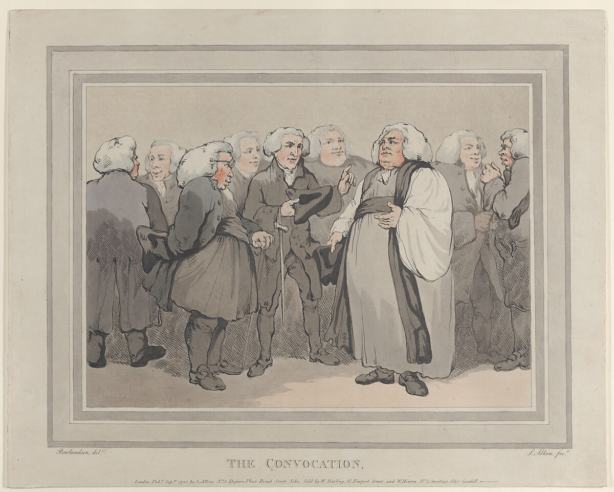 The Convocation, Thomas Rowlandson (British, London 1757–1827 London), Hand-colored etching 