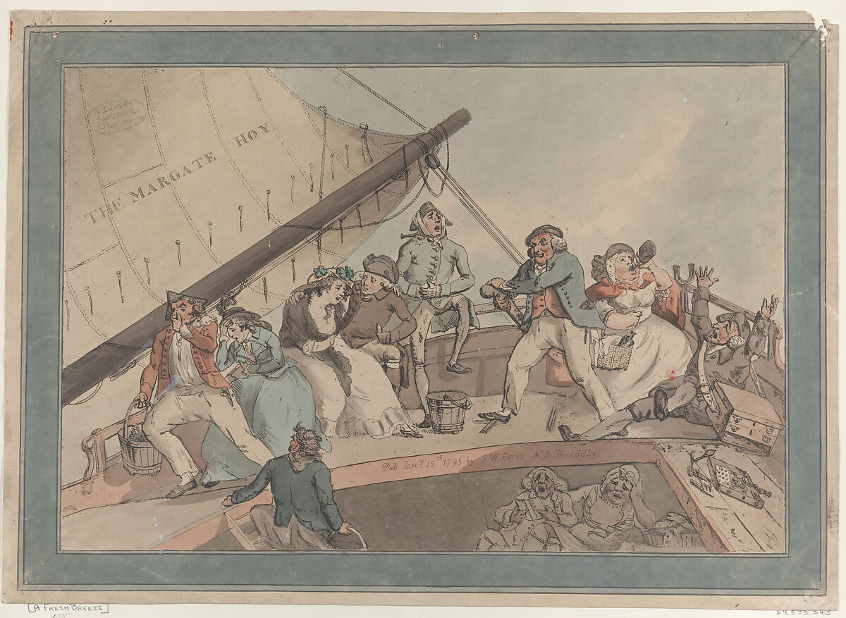 The Margate Hoy, Charles Catton, Jr. (British, London 1756–1819 New Paltz, New York), Hand-colored etching 
