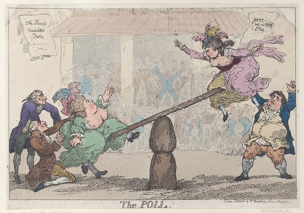 The Poll, Thomas Rowlandson (British, London 1757–1827 London), Hand-colored etching 