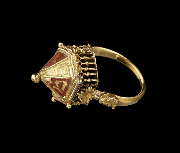 Jewish Ceremonial Wedding Ring, from the Colmar Treasure, Gold and enamel 
